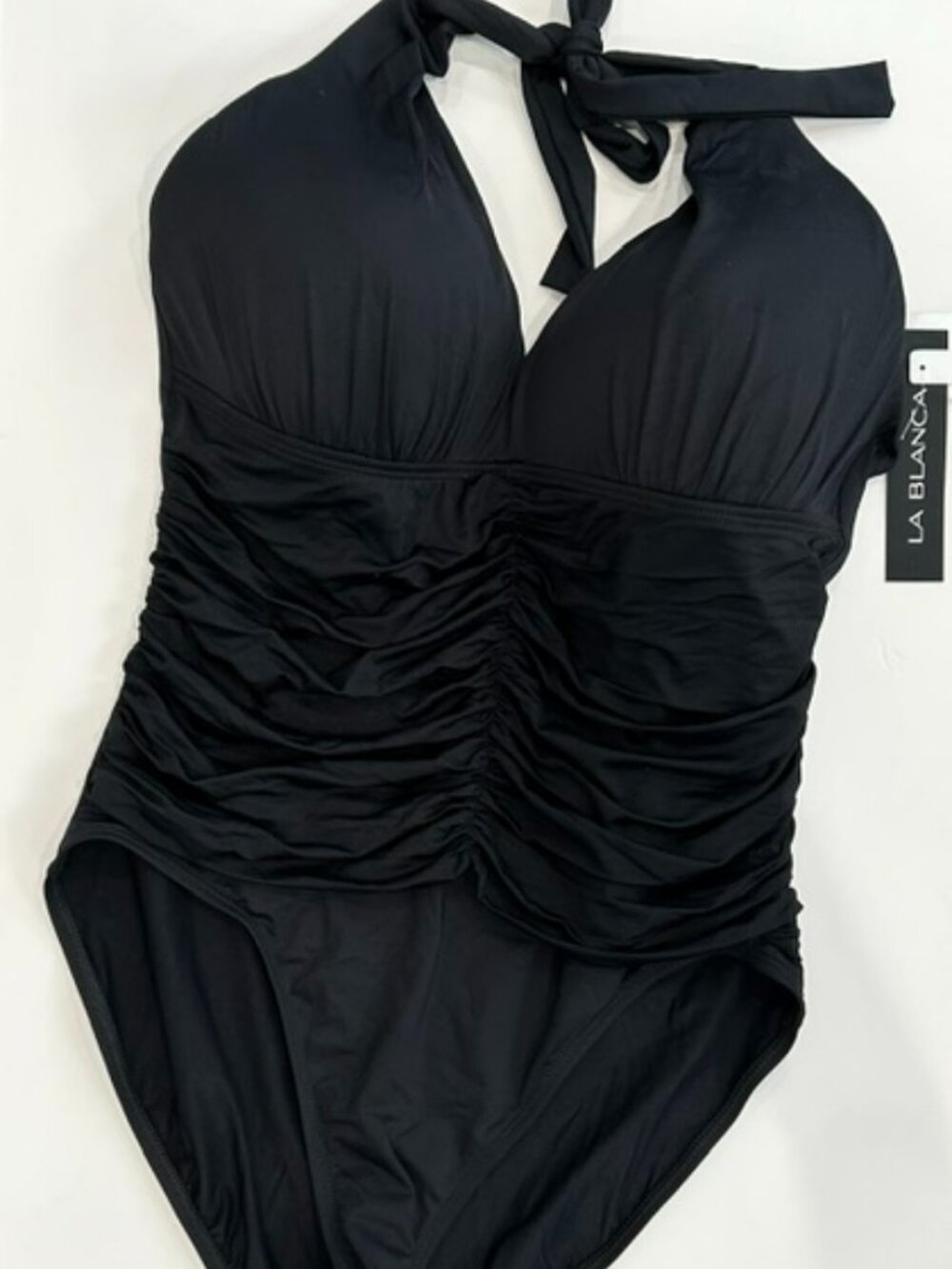 NWT La Blanca Black Halter Style Swimsuit - Size 16
